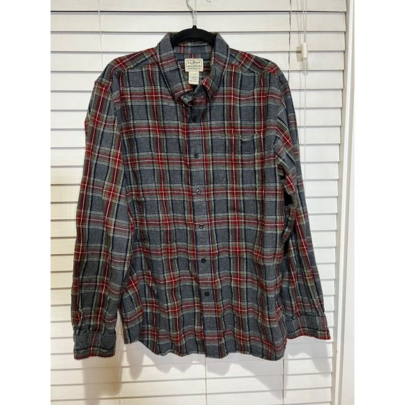 LL Bean Flannel Long Sleeve Button Up Shirt - Size L - Picture 1 of 3